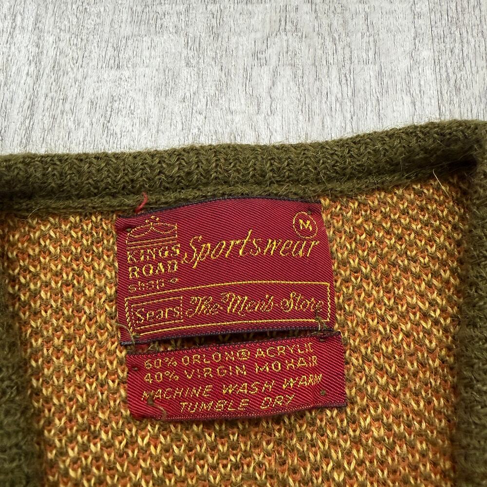 Vintage Sears Kings Road Sweater Vest Men's Medium 60s Argyle Mohair Kurt Cobain - Picture 4 of 7
